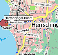 Geografische Karte der Badestelle EU-Badegewässer - Ammersee, Herrschinger Bucht