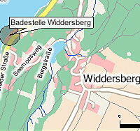 Geografische Karte der Badestelle Pilsensee, Badestelle Widdersberg