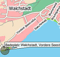 Geografische Karte der Badestelle Wörthsee, Badeplatz Walchstadt, Vordere Seestraße