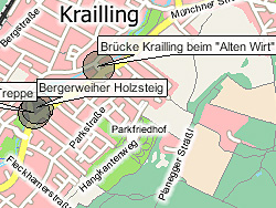 Geografische Karte der Badestelle Würm, Bergerweiher Holzsteg